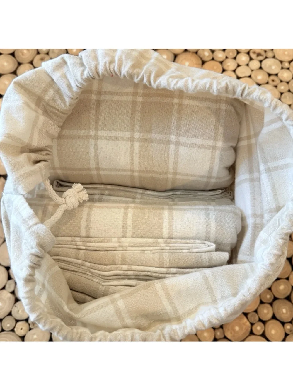 L.L. Bean King Ultrasoft Comfort Flannel Sheet Set Driftwood/Bone Check NWT $200